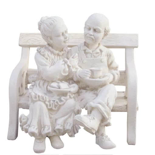 Crushed-Marble-Statue-Granny & Pa on seat-MST80
