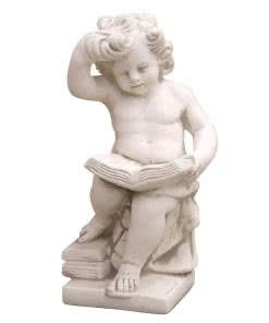 Crushed-Marble-Statue-cherub reading-MST94