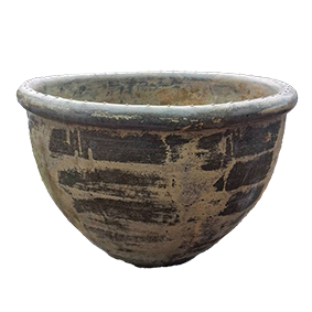 Thai limestone pots -- Grand Roll-lip Planter with smooth rolled edge and natural rustic finish at Thomson's Garden Centre Orange NSW