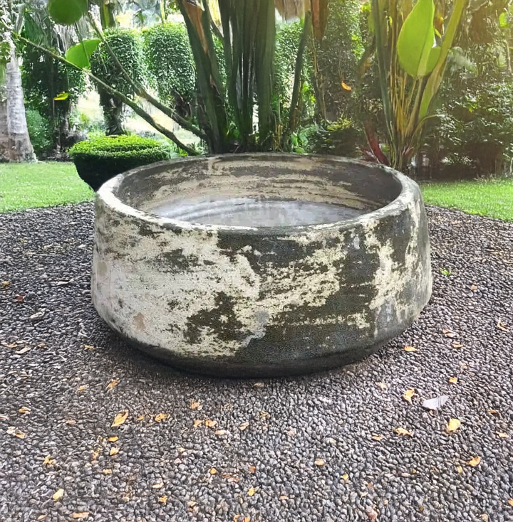 Thai limestone pots -- Romano Pot with textured antique finish at Thomson's Garden Centre Orange NSW